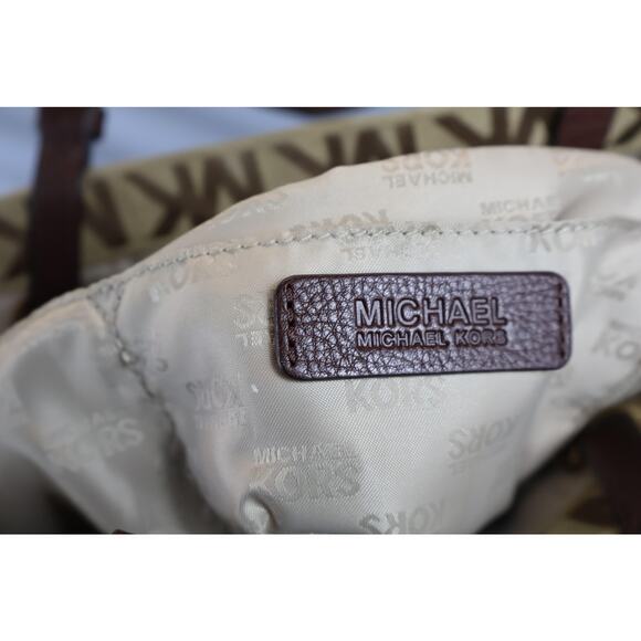 Michael Kors Tote Bag Womens Large MK Monogram Canvas Shoulder Purse Handbag - Picture 4 of 16